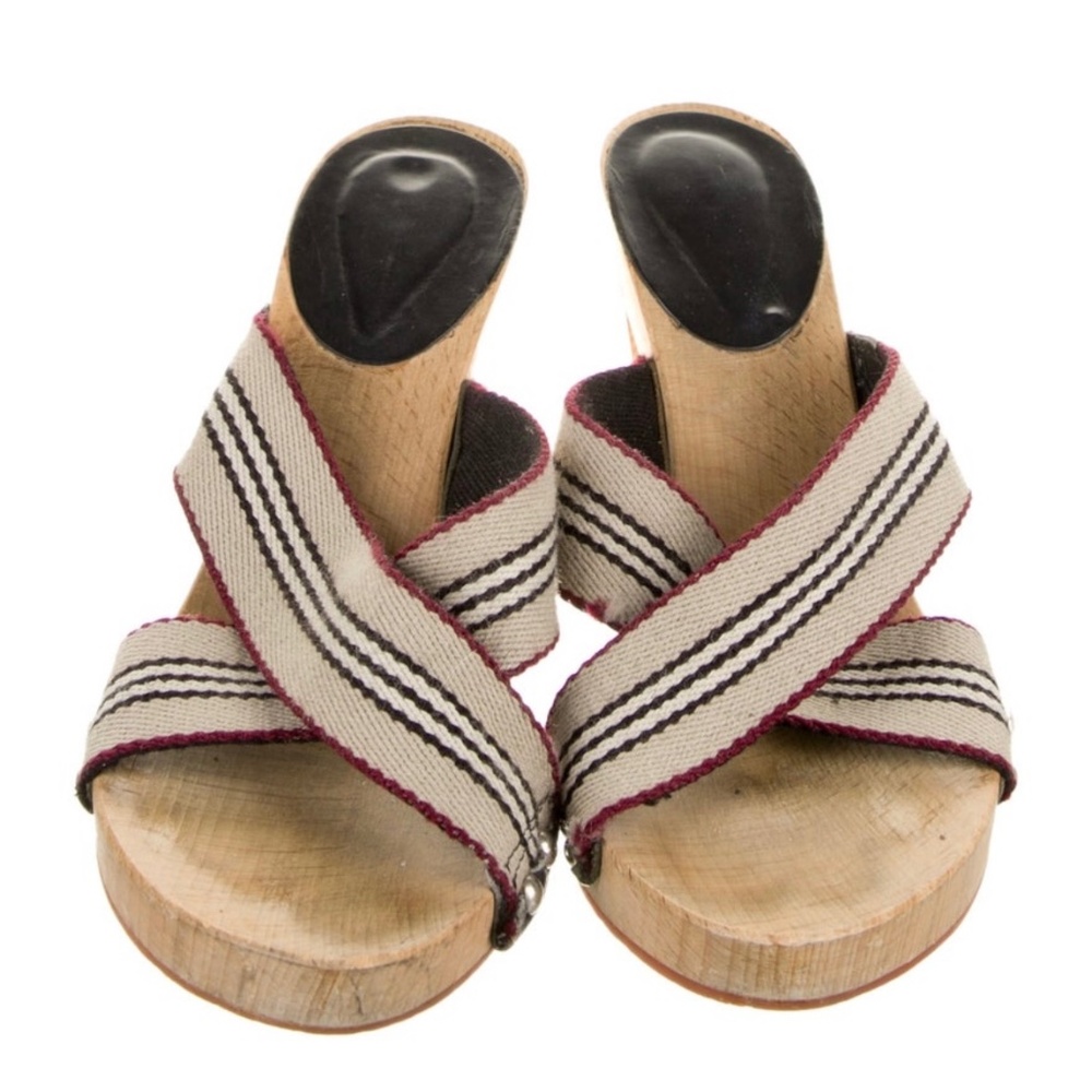 Burberry Striped Slingback Sandals Women's Size: 5